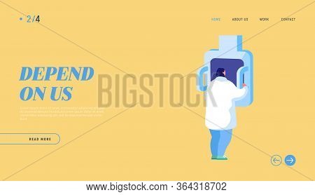 Radiology Scanner Equipment, Mri Landing Page Template. Pulmonology Doctor Character Working In Clin
