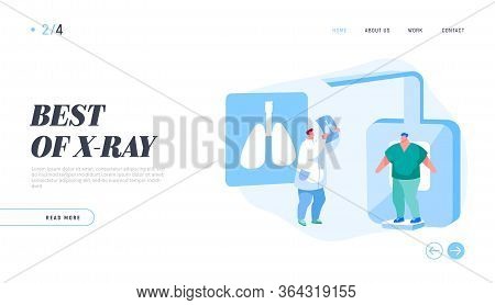Lungs Tomography, Fluorographic Landing Page Template. X-ray Medical Diagnostics Checkup. Doctor Cha