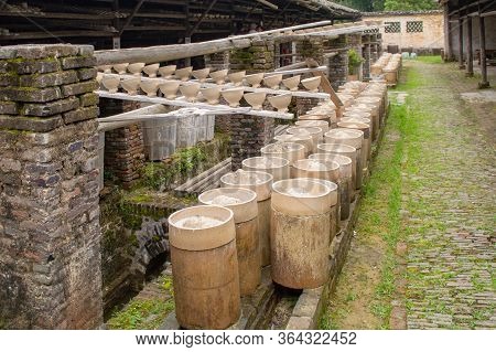 Clay Pottery Drying In Old Traditional Pottery Workshop In Jingdezhen, China