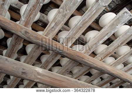 Fresh Made Clay Pottery Drying In Old Traditional Pottery Workshop In Jingdezhen, The `porcelain Cap