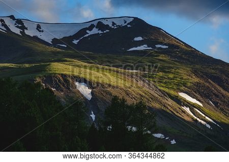 An Impressive Mountain Range At Sunset In The Ulagansky District Of The Altai Republic, Russia