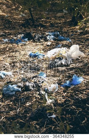 Environmental Pollution By Plastic. Ecological Catastrophy. Fight And Ban On Plastic.