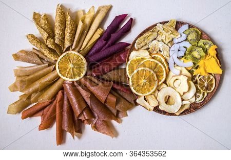 Sweet Pure Fruit Pastille. Natural Sweets From Dried Berries And Fruits. Useful Sweetness Is Pastill