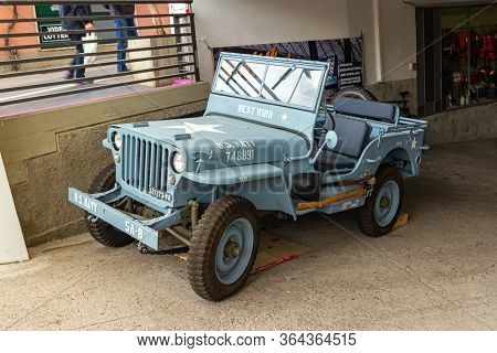 Malcesine, Italy, October 01, 2015 : The U. S. Navy Military Landing Jeep From The Second World War 