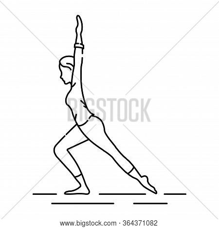 Virabhadrasana Hero Pose Black Line Icon. Pictogram For Web Page, Mobile App, Promo. Ui Ux Gui Desig