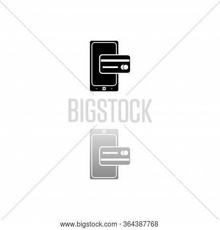 Mobile Payment. Black Symbol On White Background. Simple Illustration. Flat Vector Icon. Mirror Refl