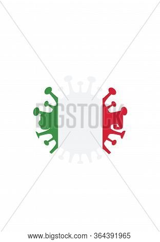 Corona Virus Shape With Italy Flag In Background
