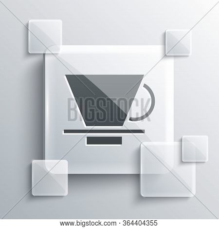 Grey V60 Coffee Maker Icon Isolated On Grey Background. Square Glass Panels. Vector Illustration