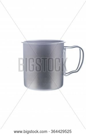 Titanium Mug For Tourists. Iron Mug For The Army. Iron Mug With Handles. Isolate