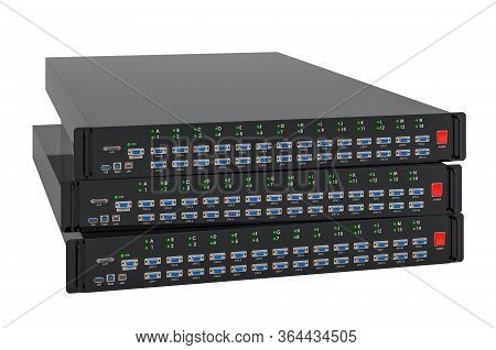 Kvm Switch Blades, 3d Rendering Isolated On White Background