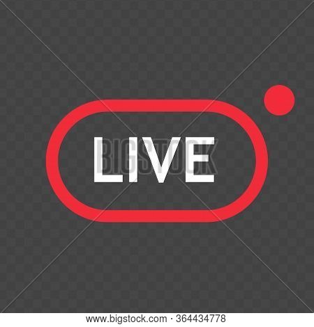 Live Streaming Flat Logo - Red Vector Design Element With Play Button. Vector Stock Illustration