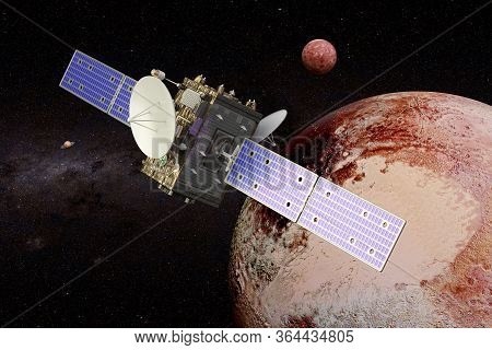Space Probe Orbiting Pluto In The Space, 3d Rendering