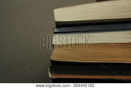 Different Book In Soft And Hard Cover. View From Above.