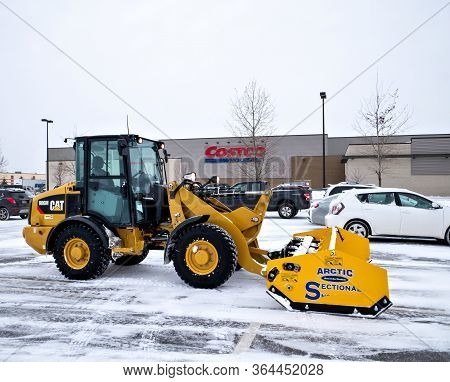 Brainerd, Mn - 19 Dec 2019: Snowy Costco Parking Lot After Winter Storm.