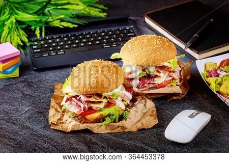 Work From Home Concept. Healty Lunch Ordering.