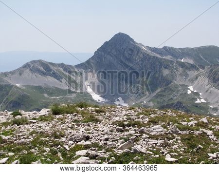 Italy, Gran Sasso National Park, View Of Big Horn Side Of Little Peak