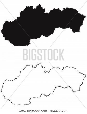 Peru Country Map. Black Silhouette And Outline Isolated On White Background. Eps Vector
