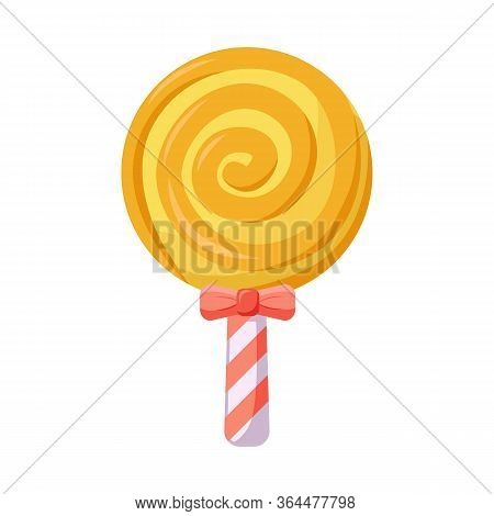 Vector Illustration Of Lollipop And Spiral Logo. Web Element Of Lollipop And Yellow Vector Icon For 