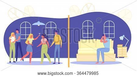 Party In Apartment Disturbs Neighbors, Slide. Two Apartments Separated By Wall. In One Party Guests 