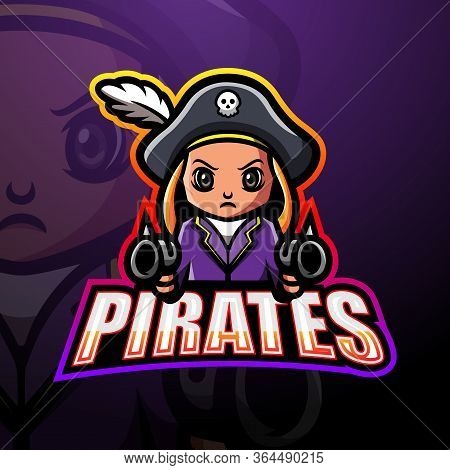 Vector Illustration Of Pirates Shooter Esport Mascot Logo Design