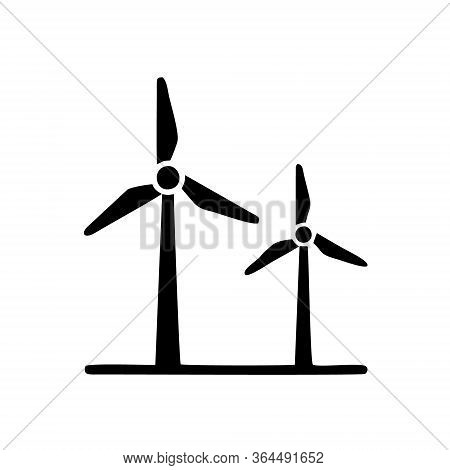Wind Vector Turbine Icon. Wind Power Energy Turbine Silhouette Illustration Tower Windmill