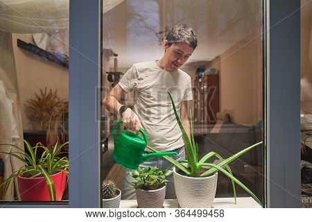 Man Stay At Home, Selfisolation To Prevent Spread Infection. Quarantine. Preventive Measures In Figh
