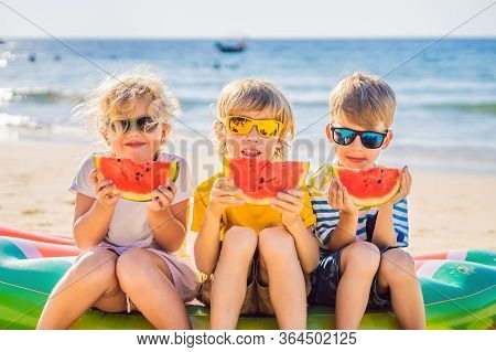 Coronavirus Is Over. Quarantine Weakened. Take Off The Mask. Now You Travel. Children Eat Watermelon