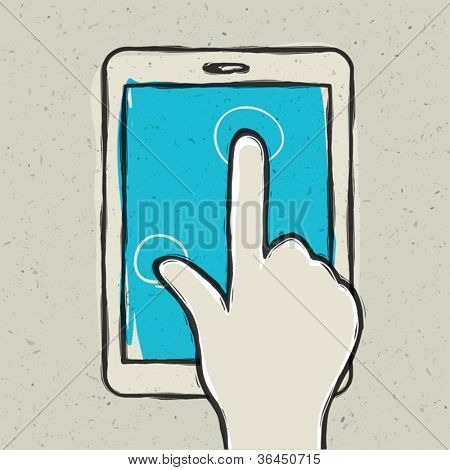 Abstrakte Hand berühren digital Tablet. Vektor-Illustration, EPS10