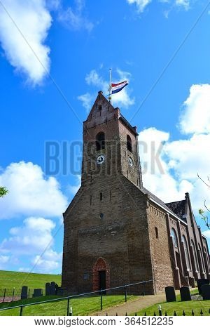 Small Church In A Little Village Called Wierum, Friesland The Netherlands