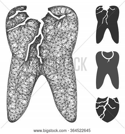 Mesh Caries Polygonal Web Icon Vector Illustration. Carcass Model Is Created From Caries Flat Icon. 