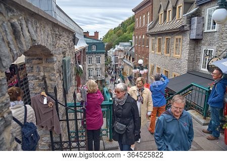 Quebec City, Canada September 23, 2018: The Streets Of The Historic Quebec City, Rue Petit Champlain