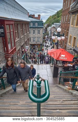 Quebec City, Canada September 23, 2018: The Streets Of The Historic Quebec City, Rue Petit Champlain