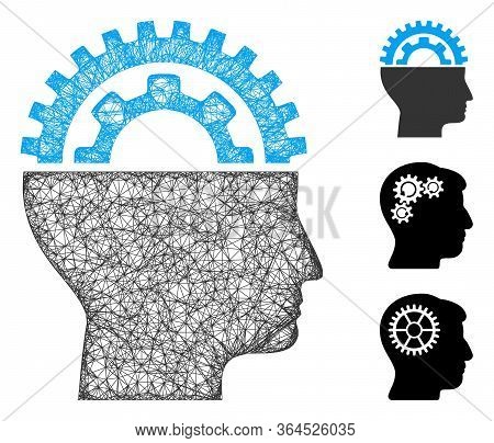 Mesh Gear Engineer Polygonal Web Icon Vector Illustration. Carcass Model Is Based On Gear Engineer F