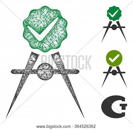 Mesh Quality Control Meter Polygonal Web Icon Vector Illustration. Carcass Model Is Based On Quality