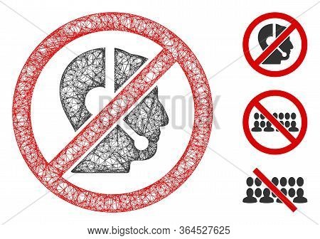 Mesh No Telemarketing Polygonal Web Icon Vector Illustration. Carcass Model Is Based On No Telemarke