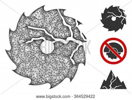 Mesh Damaged Circular Saw Polygonal Web Icon Vector Illustration. Carcass Model Is Based On Damaged 
