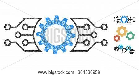 Mesh Gear Electronic Factory Polygonal Web Icon Vector Illustration. Model Is Based On Gear Electron