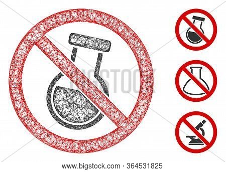 Mesh No Chemical Retort Polygonal Web Icon Vector Illustration. Model Is Created From No Chemical Re