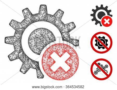 Mesh Wrong Settings Gear Polygonal Web 2d Vector Illustration. Model Is Based On Wrong Settings Gear