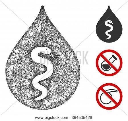 Mesh Snake Oil Polygonal Web Icon Vector Illustration. Carcass Model Is Based On Snake Oil Flat Icon