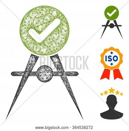 Mesh Quality Control Polygonal Web Icon Vector Illustration. Model Is Based On Quality Control Flat 