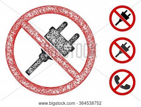 Mesh No Electric Plug Polygonal Web Symbol Vector Illustration. Carcass Model Is Based On No Electri