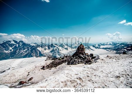 Shelter 11. Snow In The Summer On High Mountains. Hotel For Climbers On Mount Elbrus.