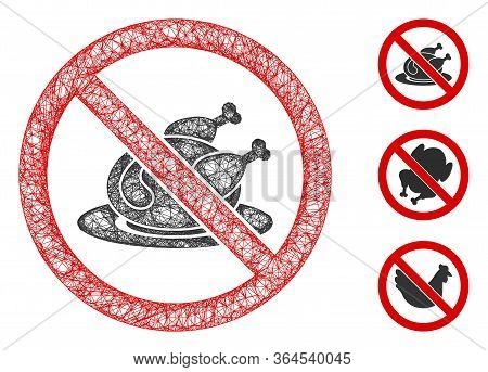 Mesh No Chicken Dish Polygonal Web Symbol Vector Illustration. Model Is Based On No Chicken Dish Fla