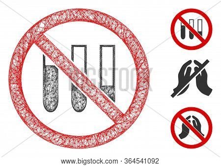 Mesh No Test-tubes Polygonal Web Symbol Vector Illustration. Model Is Based On No Test-tubes Flat Ic