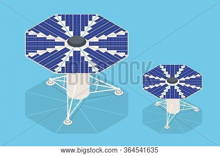 Isometric Solar Panels. The New Solar Battery Generates A Pure Electricity