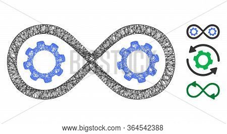 Mesh Perpetuum Mobile Polygonal Web 2d Vector Illustration. Abstraction Is Based On Perpetuum Mobile