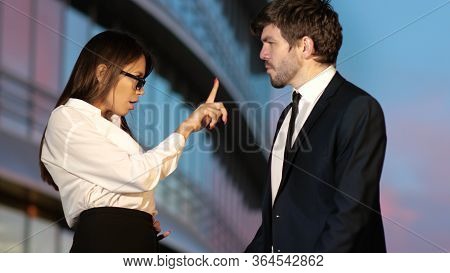 Businesspeople Man And Woman Doing Some Vulgar Dancing.