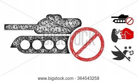 Mesh No Tanks Polygonal Web Icon Vector Illustration. Carcass Model Is Based On No Tanks Flat Icon. 