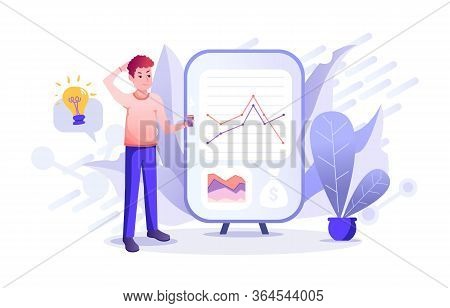 Funny Young Reddish Man Gets Confused And Trying To Find The Solution With The Financial Prognosis O